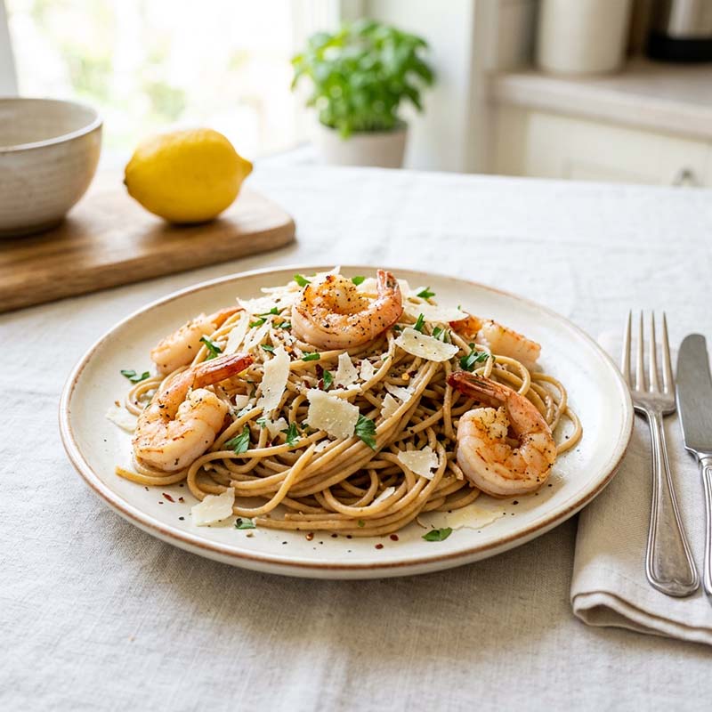 Mehr Informationen zum Thema: Zitronen&shy;spaghetti mit Garnelen